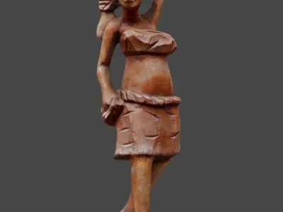 Atilogwu Dancer - Ebony Wood Low-poly 3D model