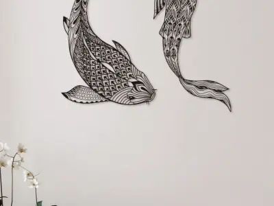 koi wall art  3D print model