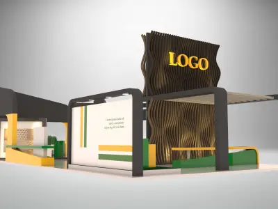 EXHIBITION-Booth-18x9 trade show booth with accents 3D model