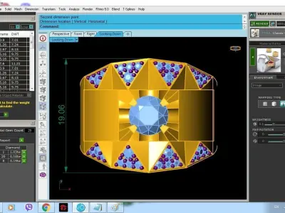 Luxury Geometric Diamond Men Ring in Gold 638 3D print model
