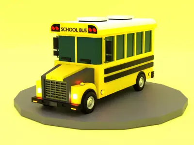 Low-poly School Bus Low-poly 3D model