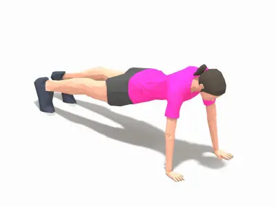 Plank Ins Exercise Woman Animation Low-poly 3D model