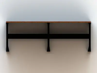 Steel Wood Bench Low-poly 3D model