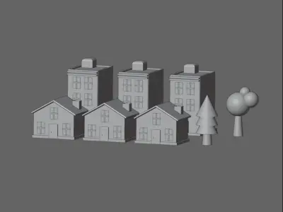 Stylized Houses Pack Free low-poly 3D model