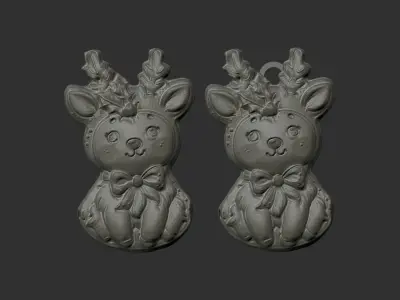 christmas cute deer cookies 3D print model