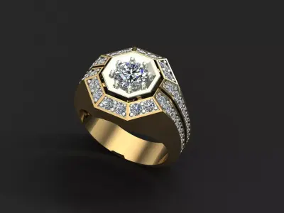 Men Ring with Diamond 3D print model