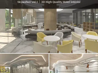 3D model Luxury Hotel Interior Scenes-3 in 1 3D model