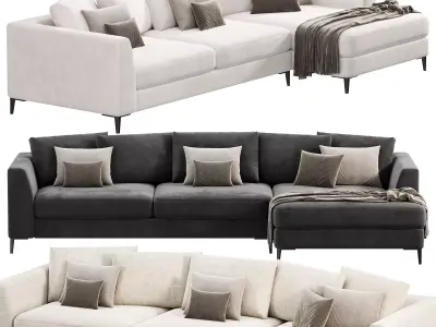 Meridian large chaise sofa 3D model