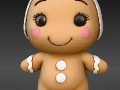  Gingerbread Kawaii Christmas Figurine 3D Model Print Ready 3D print model