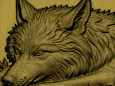 Wolf Bas-relief A132 3D print model