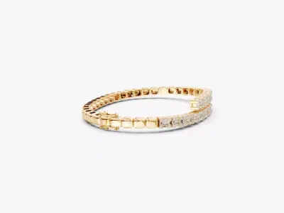 N BG03 Baguette diamond Bangle Bracelet oval shape 3D print model