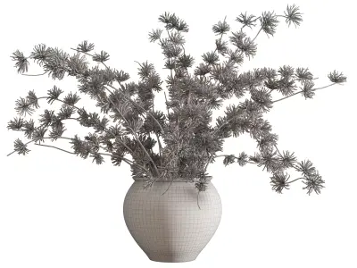 Faux Autumn Branches Rustic Ceramic Vase 3D model