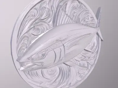 Bluefin Tuna 3 basrelief for 3D printing 3D print model