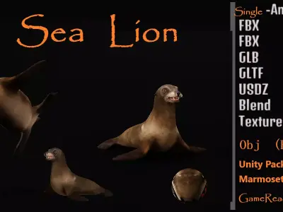 Sea Lion Low-poly 3D model
