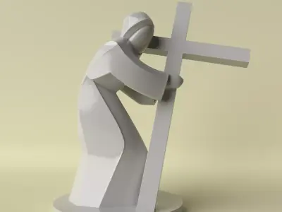 Minimalist Christ Sculpture with Cross 3D print model
