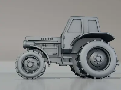 Tractor set of wheels 3D print model