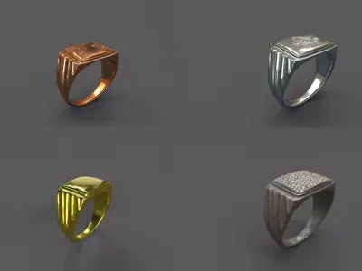 High-Quality 3D Ring Model Pack 4 Low-poly 3D model