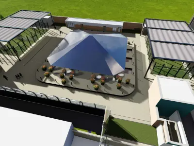 sport soccer field at dusk Low-poly 3D model