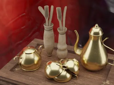 Golden Tea Party 3D model