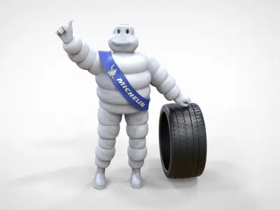 Michelin man with his tire 3D print model