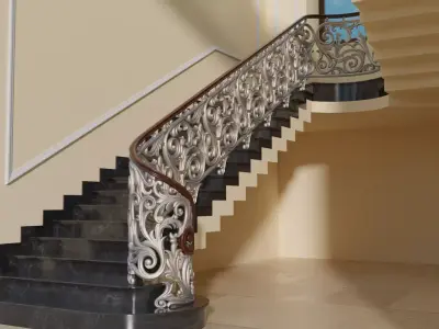 Staircase railings Low-poly 3D model