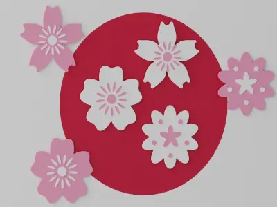 Cartoon Cherry Blossom Flower Sakura Low-poly 3D model