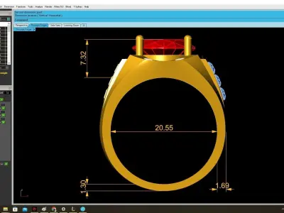 Luxury Oval Ruby and Diamond Statement Ring for Men 3996 3D print model