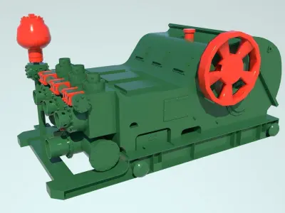 Mud pump Low-poly 3D model