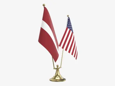 Decorative desk flag double 02 3D model