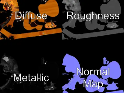 Acoustic Guitar Model Pack for Realistic Rendering and Animation Low-poly 3D model