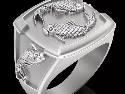Fish Man Ring silver gold printable jewelry 3D print model 3D print model