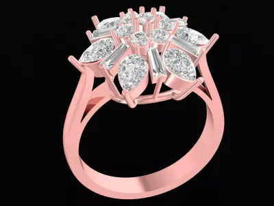 Luxury Flower Diamond Ring for Women 2434 3D print model