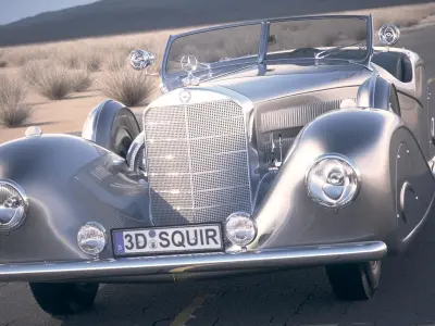 Mercedes 500K Erdmann Rossi 1936 desert studio 3D model