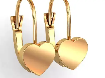 heart shaped huggy earrings 3D print model