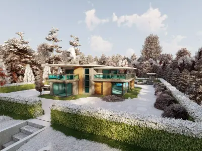 3D Villa With Garden 2 3D model
