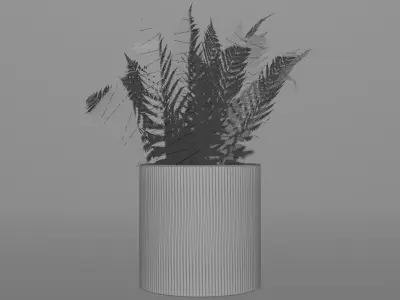 Plastic Vase Potted Fern 3D model
