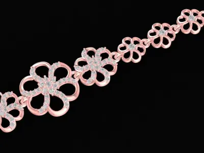 Luxury Floral Diamond Bracelet 3D Model 2442 3D print model