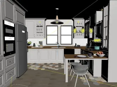 Country Kitchen Scene 02 3D Model 3D model