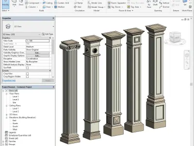 Parametric Classic Columns Family for Revit Pack Two 3D model