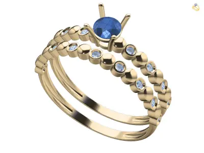 Gold Engagement Ring Classic Diamonds 3D Model Print Ready 3D print model