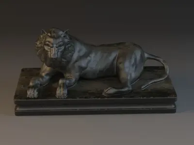 Bronze Lions bronze statues beasts big lions 3D model