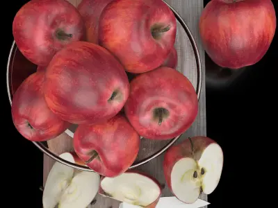 bowl of red apples 3D model