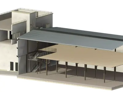 Steel Structure Warehouse 2 Story I Revit - FBX - DWG 3D model