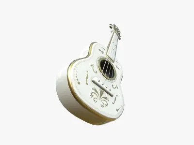 Cartoon Mexican Guitar A05 White Gold - Music Instrument Design Low-poly 3D model
