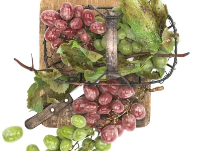 basket of grapes fruit 3D model