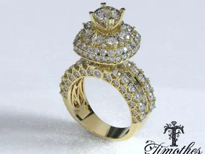 Timothes Diamond Ring 3D JewelryModel Printable 3D FR9 3D print model