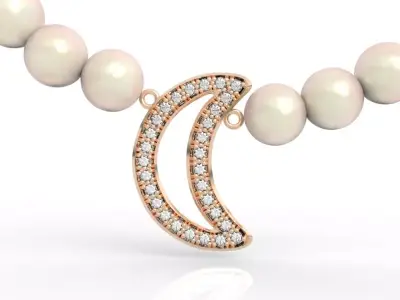 Stunning Crescent Moon Diamond Pendant 3D print model
