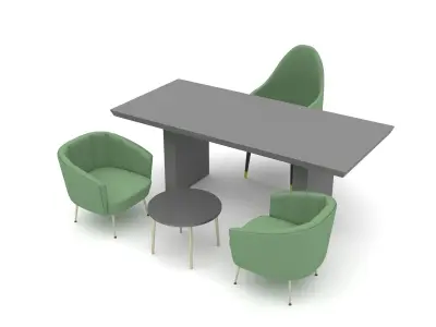 The classic office desk and chair 03 Low-poly 3D model