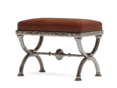 Metal Frame Stool with Leather Covering 3D model