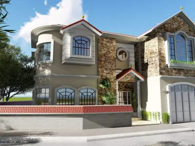 3D HOUSE MODEL in middle of street 3D model